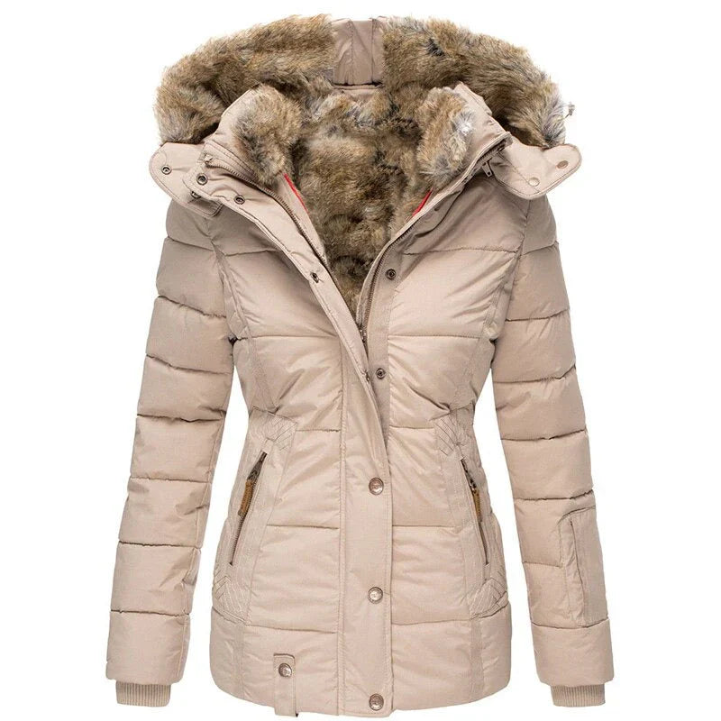 Greta - Cappotto invernale alla moda con fodera in pelliccia da donna