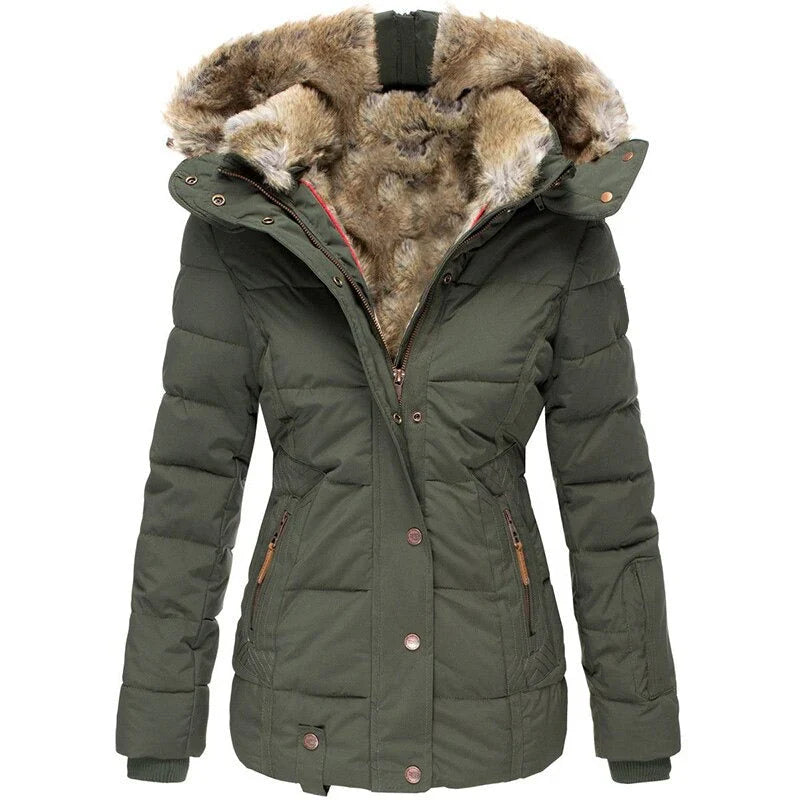 Greta - Cappotto invernale alla moda con fodera in pelliccia da donna