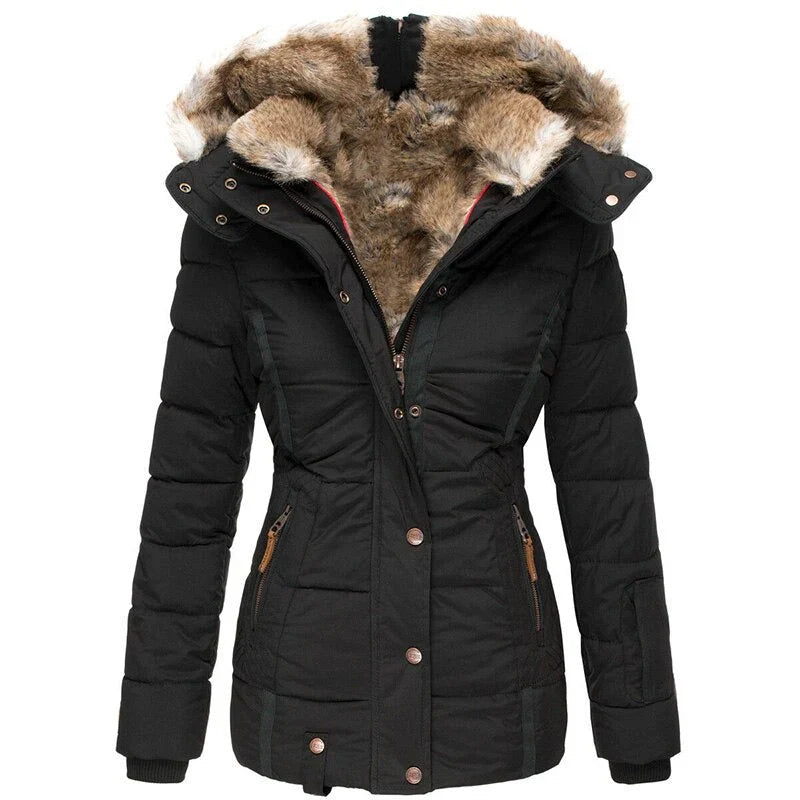 Greta - Cappotto invernale alla moda con fodera in pelliccia da donna