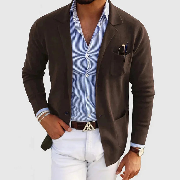 Elegante blazer da uomo con tasche casual con bottoni e colletto con revers – Nico
