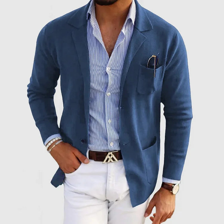Elegante blazer da uomo con tasche casual con bottoni e colletto con revers – Nico