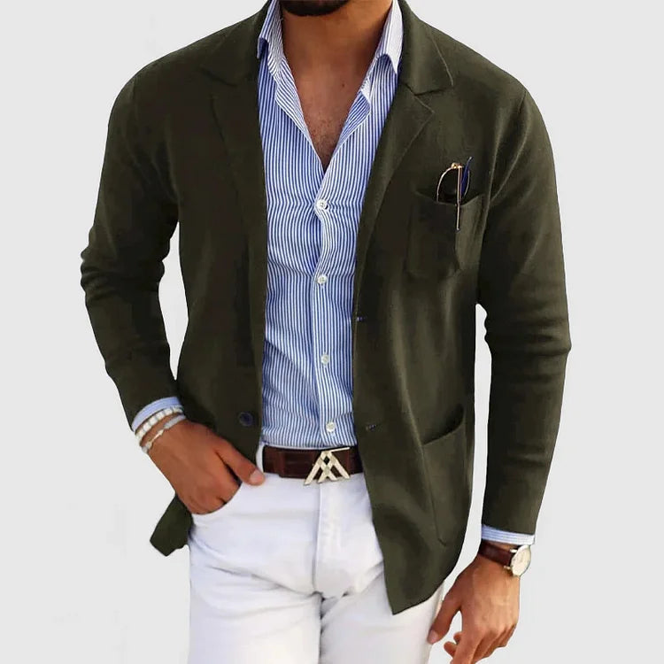 Elegante blazer da uomo con tasche casual con bottoni e colletto con revers – Nico