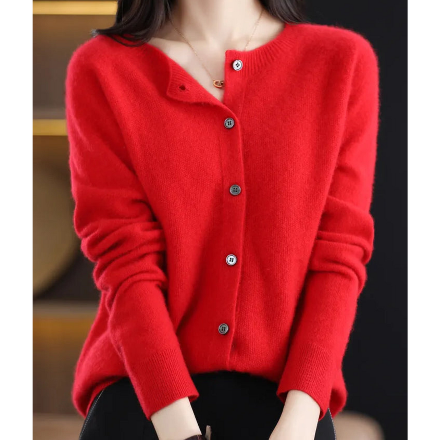 Akisha - Maglione in cashmere con cardigan o collo in pura lana merino da donna