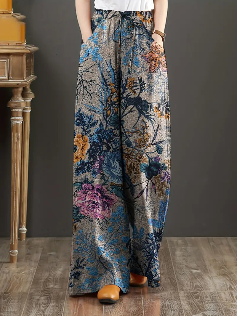 Jia – Pantaloni a gamba ampia con stampa floreale