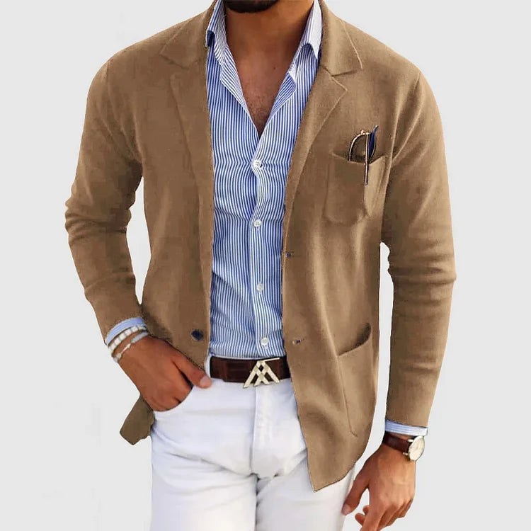 Elegante blazer da uomo con tasche casual con bottoni e colletto con revers – Nico