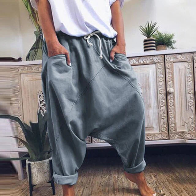 Lyricelle – Pantaloni stile harem in cotone alla moda