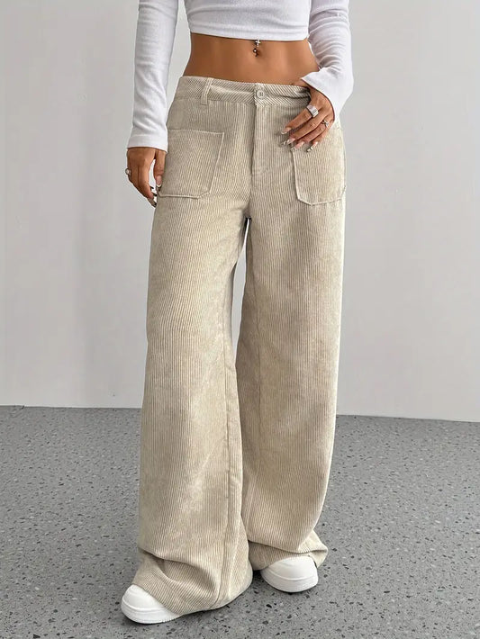 Ishbel – Pantaloni a gamba larga in velluto a coste di cotone
