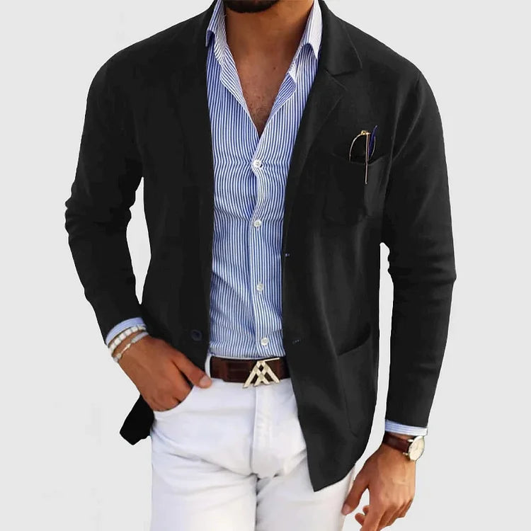 Elegante blazer da uomo con tasche casual con bottoni e colletto con revers – Nico