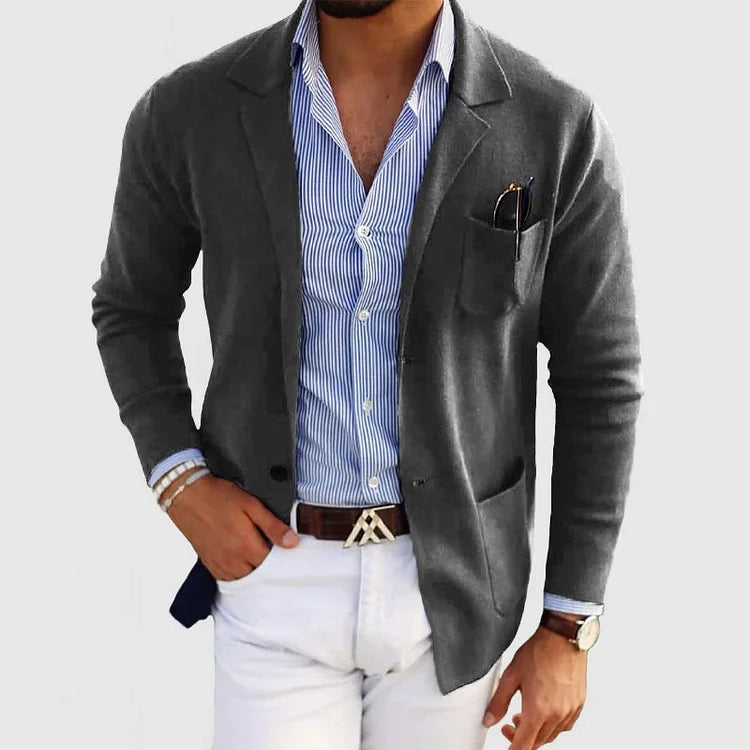 Elegante blazer da uomo con tasche casual con bottoni e colletto con revers – Nico